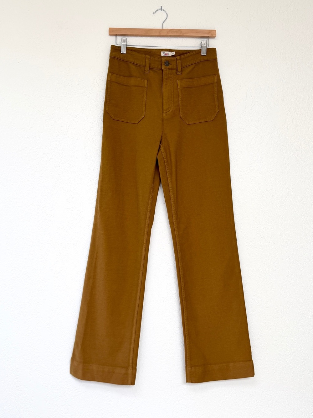 FAHERTY soft stretch flared pants / mustard high waist casual trousers / 27 - Picture 3 of 8